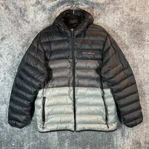 Eddie Bauer Down Jacket Mens Large Colorblock 650 Goose CirrusLite Hooded Puffer